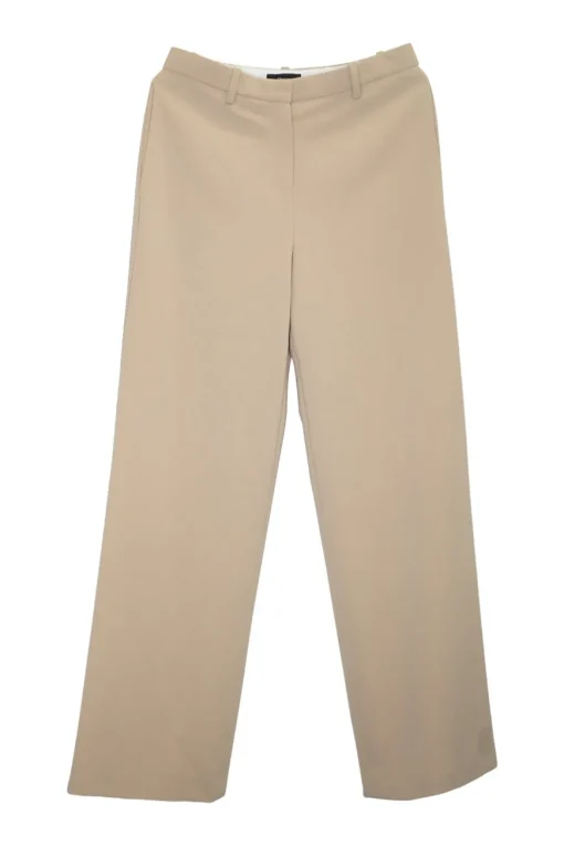 Beige triacetate-blend crêpe mid-rise cropped wide leg trousers