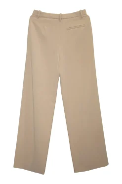 Beige triacetate-blend crêpe mid-rise cropped wide leg trousers