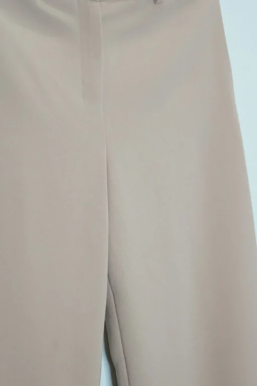 Beige triacetate-blend crêpe mid-rise cropped wide leg trousers