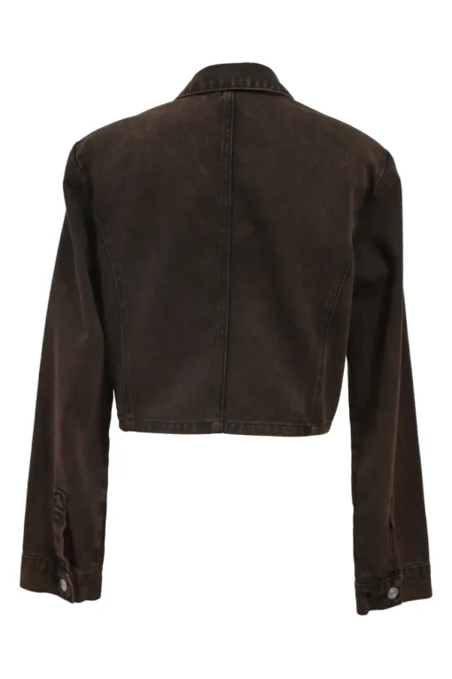 Bitter chocolate cotton denim Jamila cropped jacket and maxi skirt two-piece set