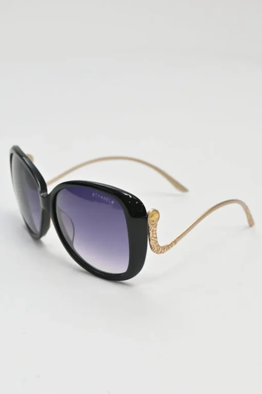 Black acetate and metal oversized gradient square-shaped sunglasses with sculpted arms