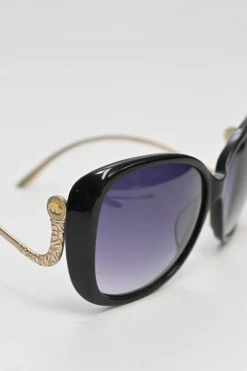 Black acetate and metal oversized gradient square-shaped sunglasses with sculpted arms