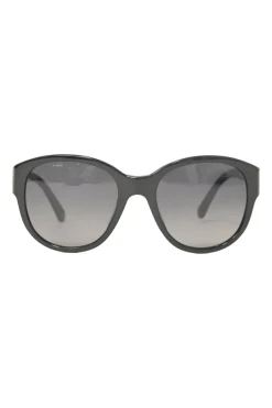 Black acetate and polarised polycarbonate oversized round sunglasses