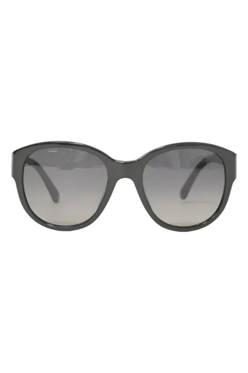 Black acetate and polarised polycarbonate oversized round sunglasses