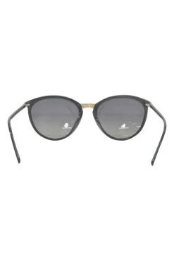 Black acetate and polarised polycarbonate round sunglasses with gold-tone metallic hardware