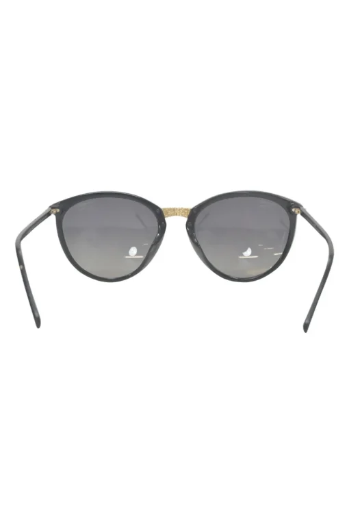 Black acetate and polarised polycarbonate round sunglasses with gold-tone metallic hardware