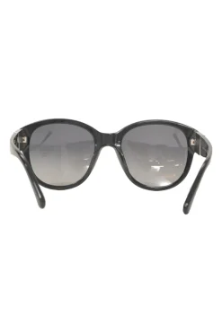 Black acetate and polarised polycarbonate oversized round sunglasses