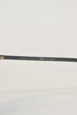 Black acetate and polarised polycarbonate round sunglasses with gold-tone metallic hardware