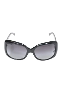 Black acetate and tinted polycarbonate oversized sunglasses with silver-finish Coco Mark motif at temples