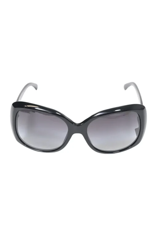 Black acetate and tinted polycarbonate oversized sunglasses with silver-finish Coco Mark motif at temples