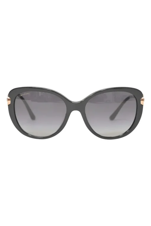 Black acetate and tinted polycarbonate oversized cat-eye sunglasses with crystal-embellished rose gold metal arms