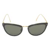 Black acetate and tinted polycarbonate cat eye sunglasses with sculpted metallic arms