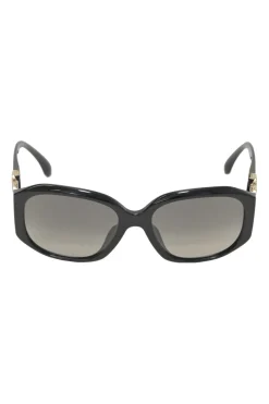 Black acetate and tinted polycarbonate oversized sunglasses with crystal-embellished Coco Mark temples