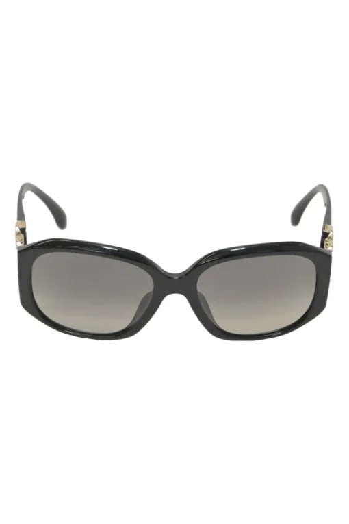 Black acetate and tinted polycarbonate oversized sunglasses with crystal-embellished Coco Mark temples