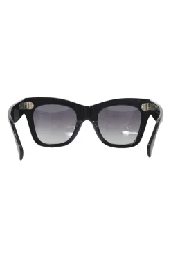 Black acetate and tinted polycarbonate square cat-eye sunglasses