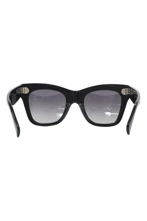 Black acetate and tinted polycarbonate square cat-eye sunglasses