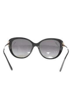 Black acetate and tinted polycarbonate oversized cat-eye sunglasses with crystal-embellished rose gold metal arms