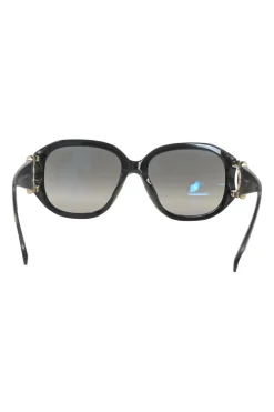 Black acetate and tinted polycarbonate oversized sunglasses with crystal-embellished Coco Mark temples