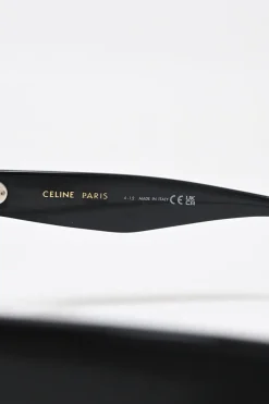 Black acetate and tinted polycarbonate square cat-eye sunglasses