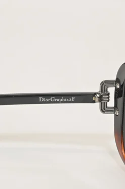 Black acetate and tinted polycarbonate oversized DiorGraphix3 F square sunglasses