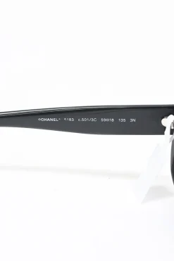 Black acetate and tinted polycarbonate oversized sunglasses with silver-finish Coco Mark motif at temples