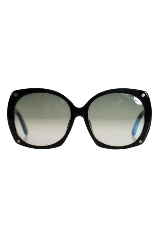 Black acetate butterfly sunglasses with ombre lenses