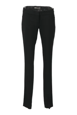 Black acetate-blend low-rise pleat-front tapered leg tailored trousers
