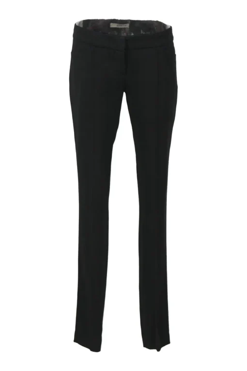 Black acetate-blend low-rise pleat-front tapered leg tailored trousers