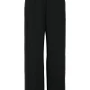 Black acetate-blend pull-on high-rise wide-leg trousers with elasticated waist