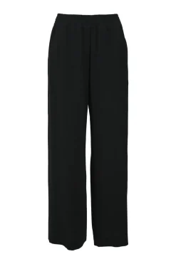Black acetate-blend pull-on high-rise wide-leg trousers with elasticated waist