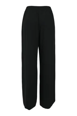Black acetate-blend pull-on high-rise wide-leg trousers with elasticated waist