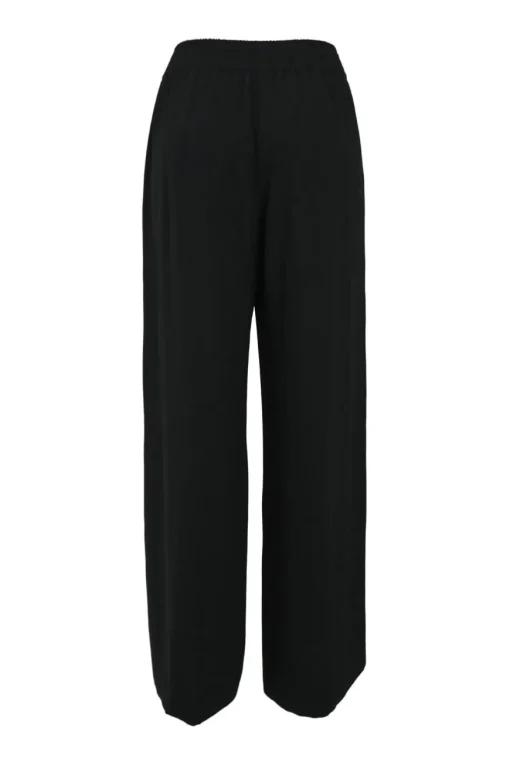 Black acetate-blend pull-on high-rise wide-leg trousers with elasticated waist