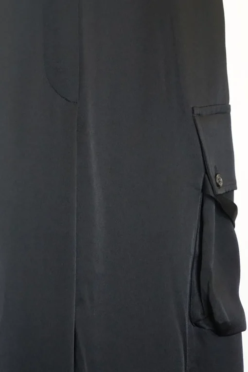 Black acetate-blend pull-on slouchy drawstring cuff cargo pants with adjustable pull and button tabs