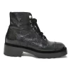 Black aged calfskin lace-up trad sole ankle boots