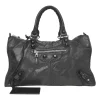 Black aged crinkle calfskin City Work Tote