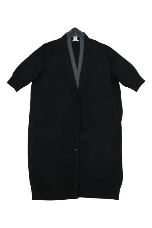 Black and anthracite blue cashmere short sleeve cocoon cardigan