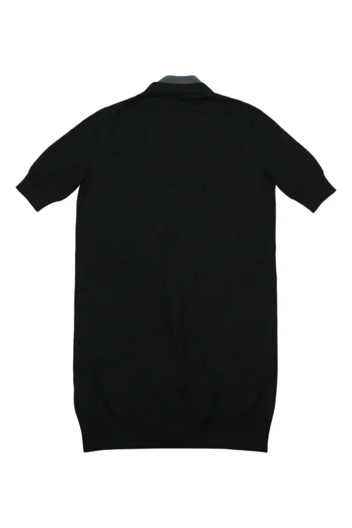 Black and anthracite blue cashmere short sleeve cocoon cardigan
