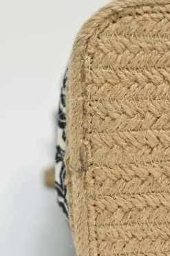 Black and beige fabric-bonded leather and raffia Loulou Bandana flap bag with brass hardware