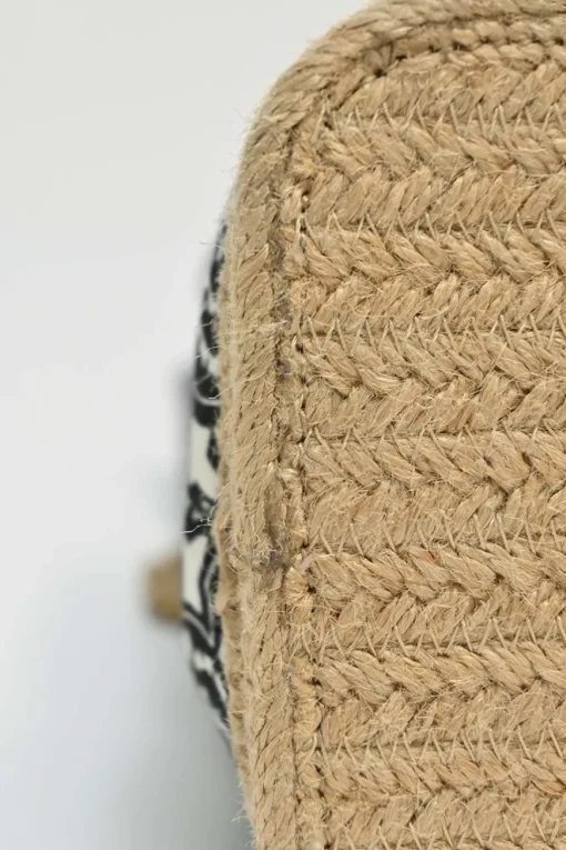 Black and beige fabric-bonded leather and raffia Loulou Bandana flap bag with brass hardware