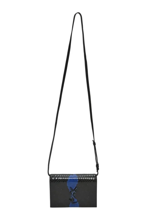 Black and blue python-embossed leather Kate Toy bag with adjustable leather strap