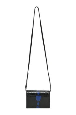 Black and blue python-embossed leather Kate Toy bag with adjustable leather strap