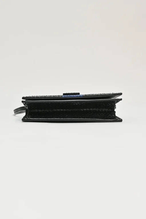 Black and blue python-embossed leather Kate Toy bag with adjustable leather strap