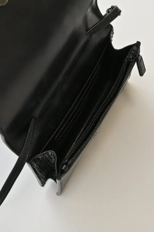 Black and blue python-embossed leather Kate Toy bag with adjustable leather strap
