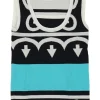 Black and blue two-tone cashmere graphic arrow intarsia knit gilet