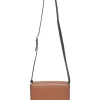 Black and brown leather Heel Duo anagram-embossed shoulder flap bag with adjustable shoulder strap