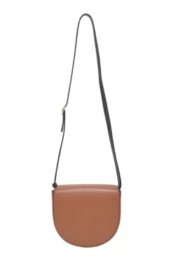 Black and brown leather Heel Duo anagram-embossed shoulder flap bag with adjustable shoulder strap