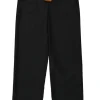 Black and brown wool tailored trousers with contrasting moiré belt