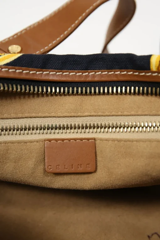 Black and camel leather-trimmed chainlink-print canvas boston bag with gold-tone hardware
