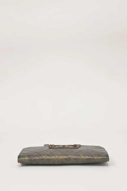 Black and copper aged matelassé leather CC chain wristlet clutch