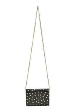 Black and gold acrylic Candy Star clutch with metallic chain strap